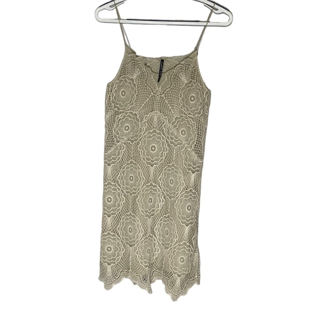 Liviana Conti Spaghetti Strap Crochet Lace Mesh Slip‎ Dress Size 40 US 6 Sm/M
